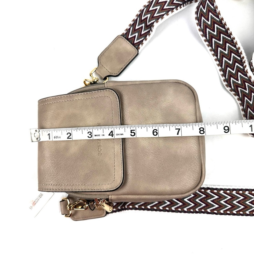 BOSTANTEN Crossbody Bag Tan Brown Handbag Purse Womens Guitar Strap Brand New - Picture 11 of 12